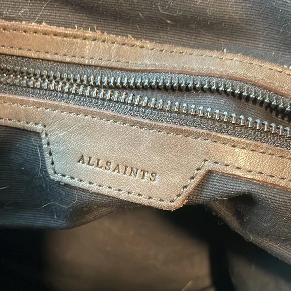 Allsaints Brown leather/canvas weekender - Picture 6 of 11